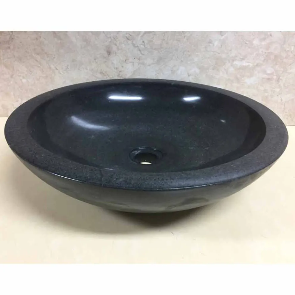 Aufsatzwaschbecken aus Naturstein schwarz Ziva, Einzelstück