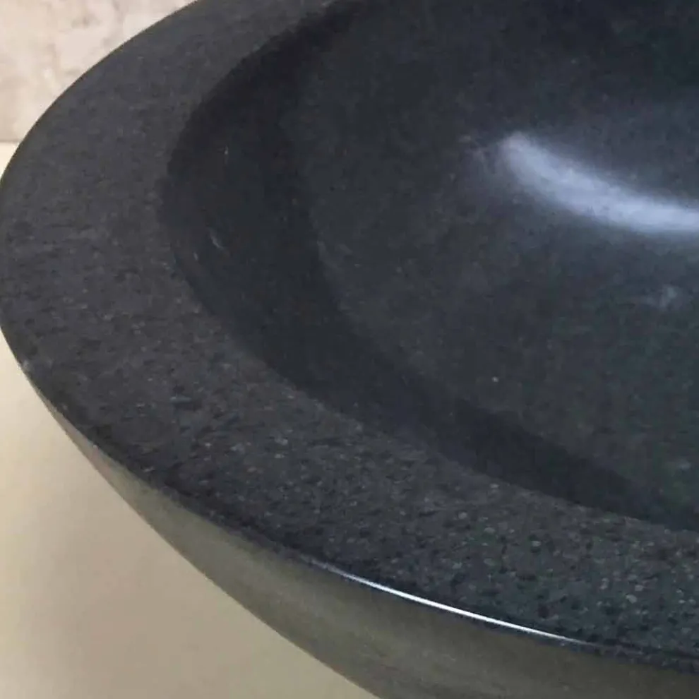 Aufsatzwaschbecken aus Naturstein schwarz Ziva, Einzelstück