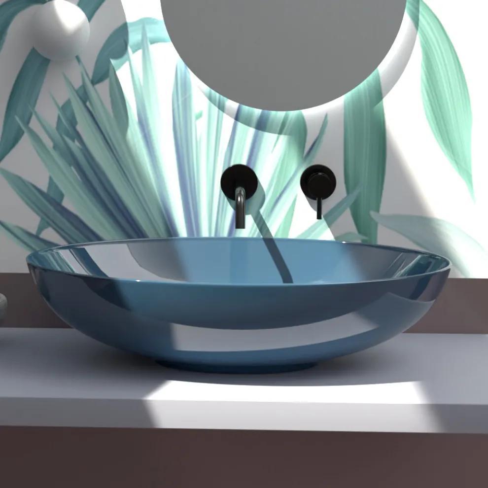 Aufsatzwaschbecken aus glänzender oder mattierter Keramik, hergestellt in Italien – Ferry