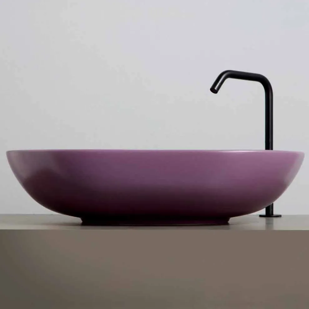 Aufsatzwaschbecken im ovalen Design aus Keramik Made in Italy - Chain