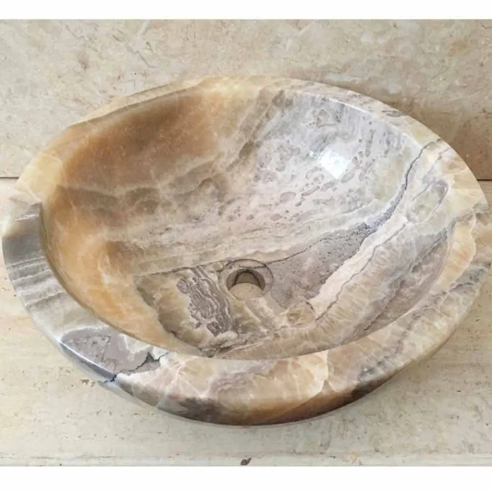 Aufsatzwaschbecken aus natürlichem Onyxstein Ana, handgefertigt