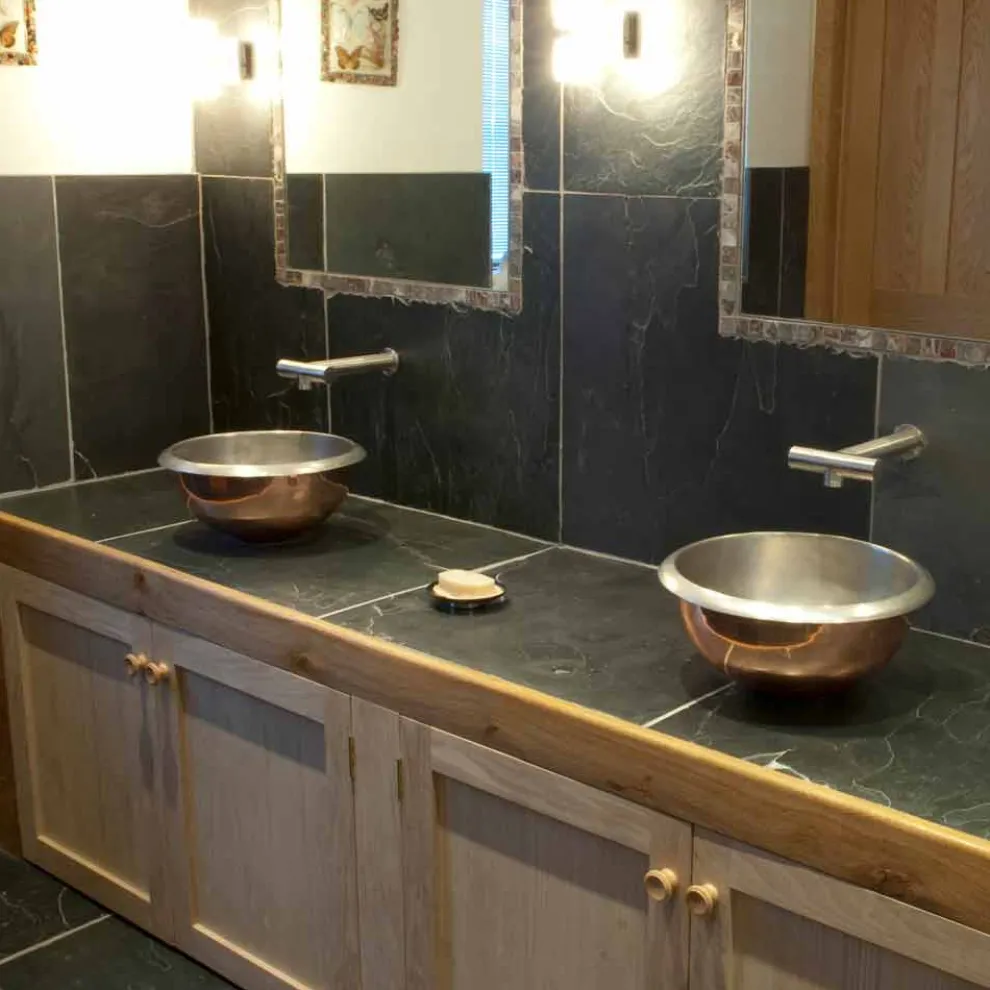 Aufsatzwaschbecken aus Kupfer und weißem Eisen Pure