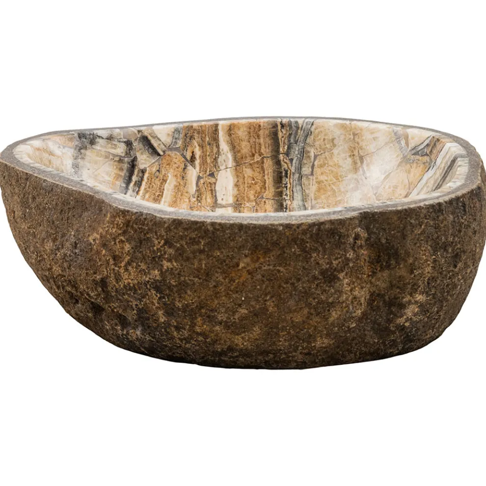 Aufsatzwaschbecken handgefertigt aus Flussstein, Palata