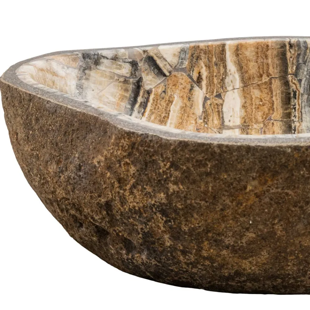 Aufsatzwaschbecken handgefertigt aus Flussstein, Palata