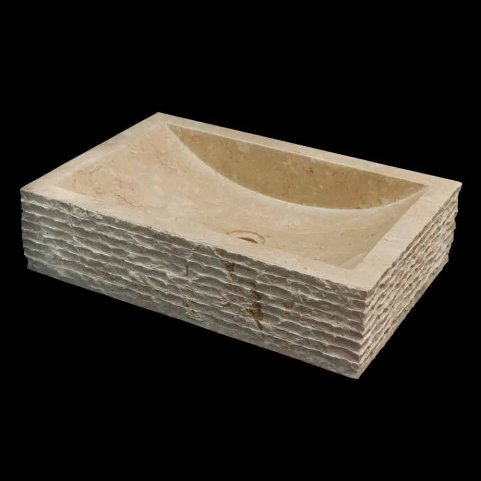 Aufsatzwaschbecken aus Naturstein weiß Idro, Einzelstück