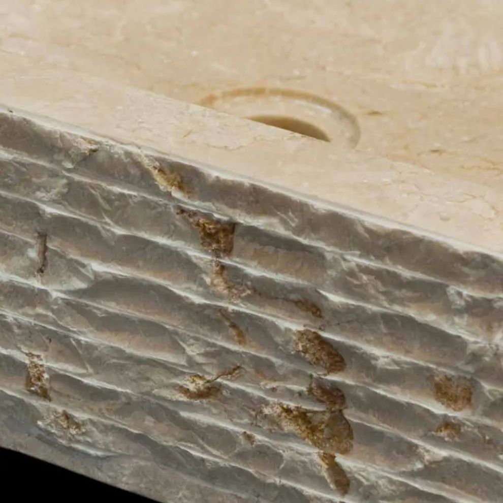 Aufsatzwaschbecken aus Naturstein weiß Idro, Einzelstück