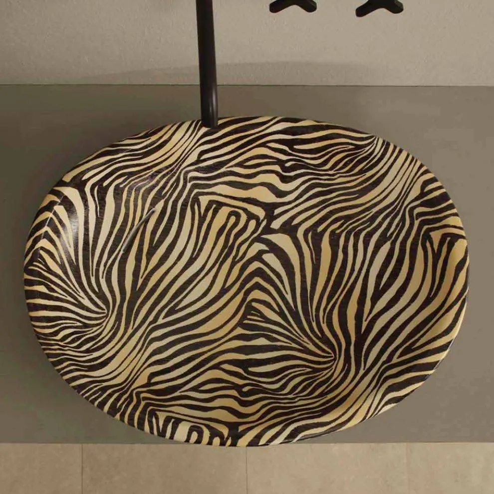 Aufsatzwaschbecken, Design, Keramik, gestreift, orange Glossy Italy