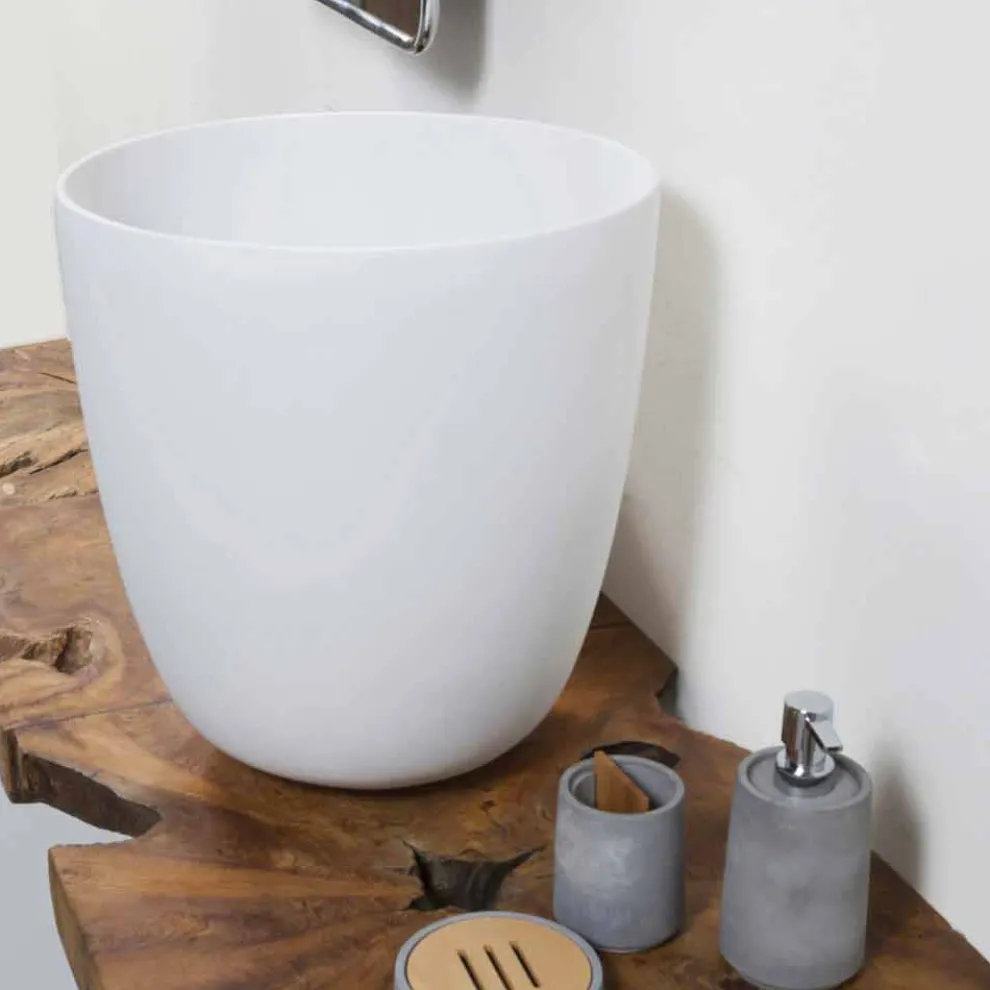 Aufsatzwaschbecken aus Harz und Mineralpulver,Eimerform - Eimer