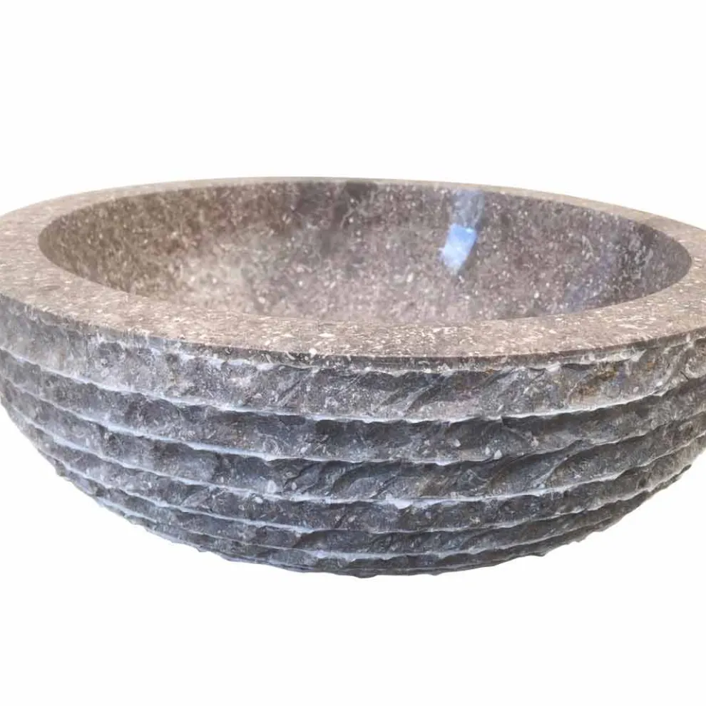 Aufsatzwaschbecken aus Naturstein grau Finn, Einzelstück