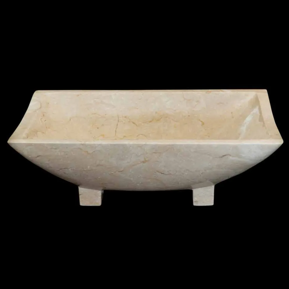 Aufsatzwaschbecken aus Naturstein weiß Iria, 50x30x16 cm