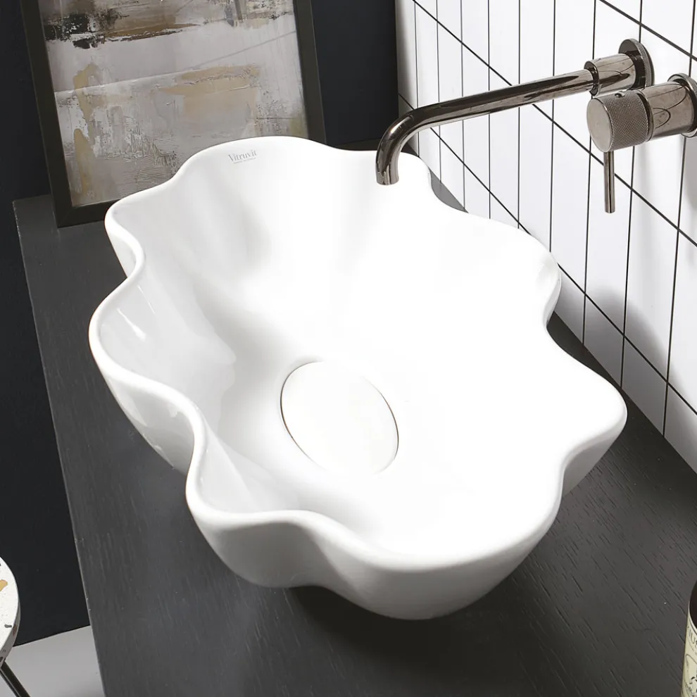 Aufsatzwaschbecken aus farbiger Keramik in verschiedenen Ausführungen, L 65 cm – Cube