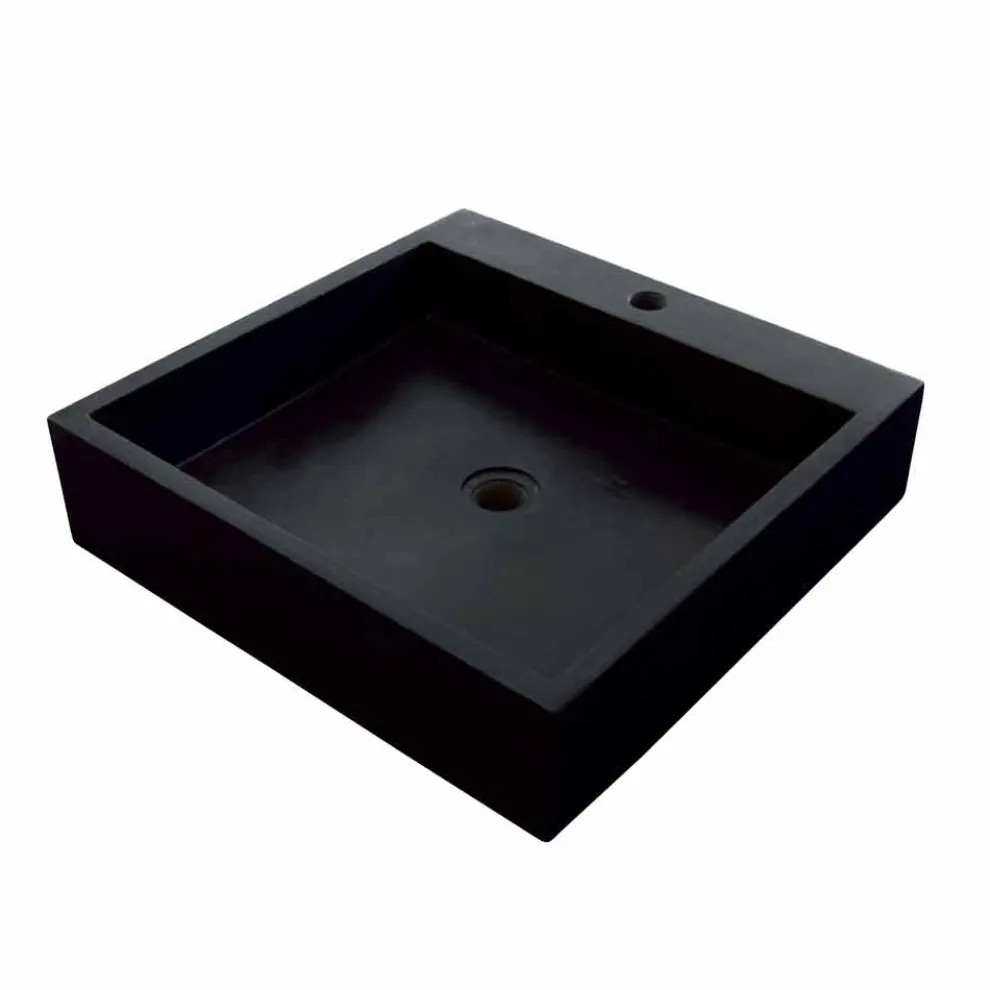 Aufsatzwaschbecken schwarz viereckig aus Basalt Ban Modell
