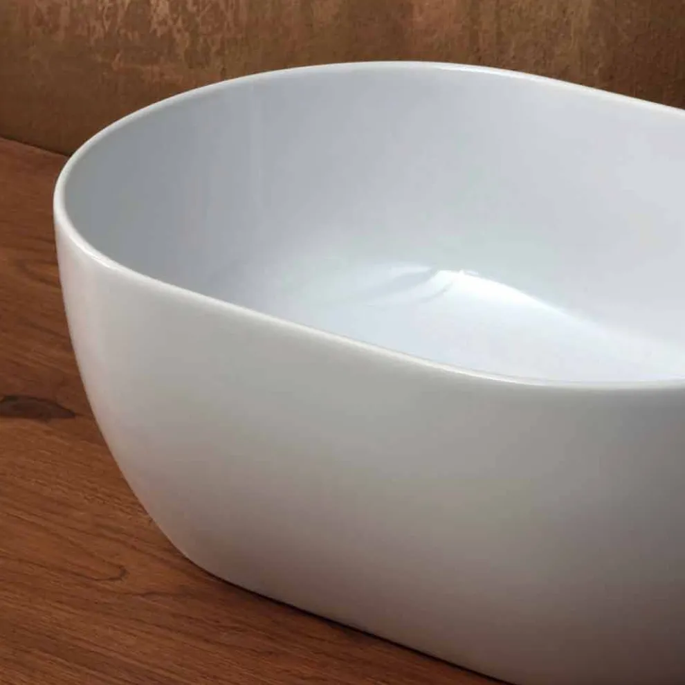 Aufsatzwaschbecken aus Keramik, 45 x 32 cm, hergestellt in Italien, Star, modernes Design