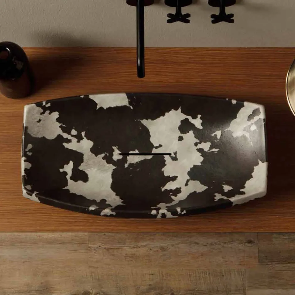 Aufsatzwaschbecken aus gesprenkelter Keramik, Design made Italy Laura