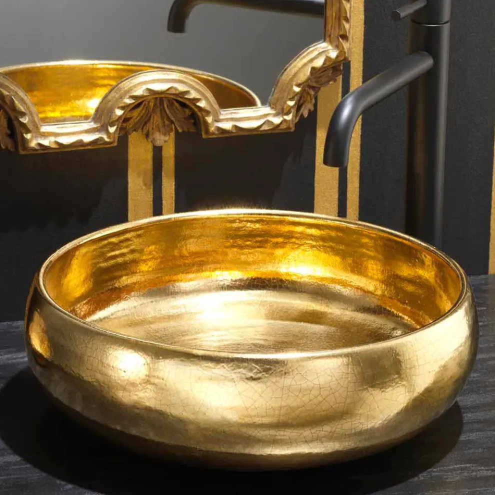 Aufsatzwaschbecken Design aus Keramik Rako 24k Gold, Ramon