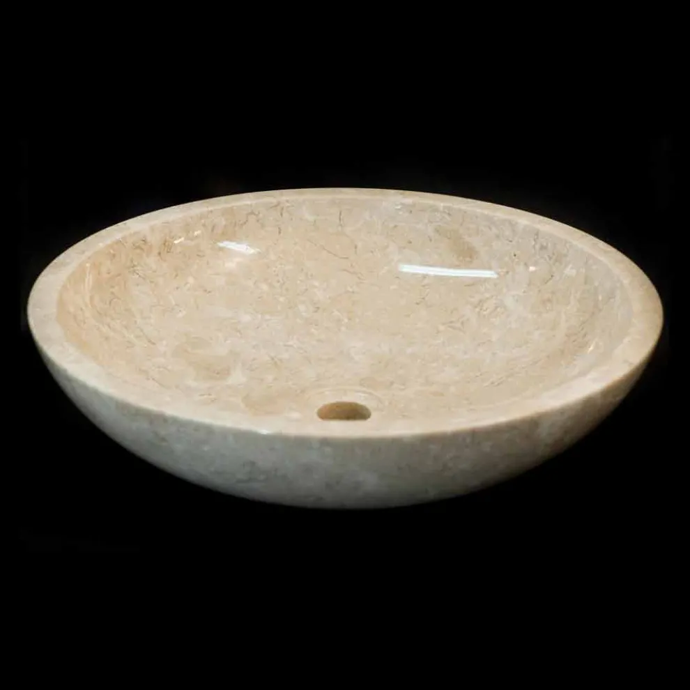 Aufsatzwaschbecken aus Naturstein weiß Ziva, Einzelstück