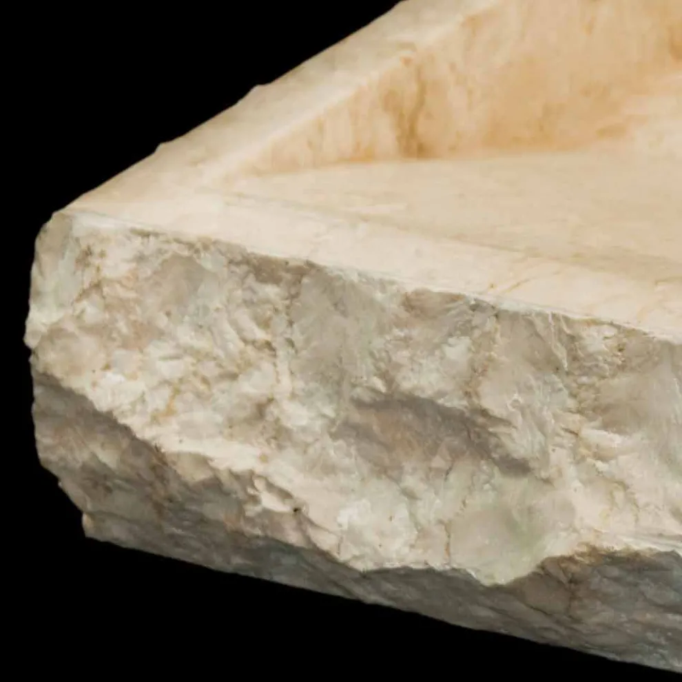 Aufsatzwaschbecken aus Naturstein weiß Sam, Einzelstück