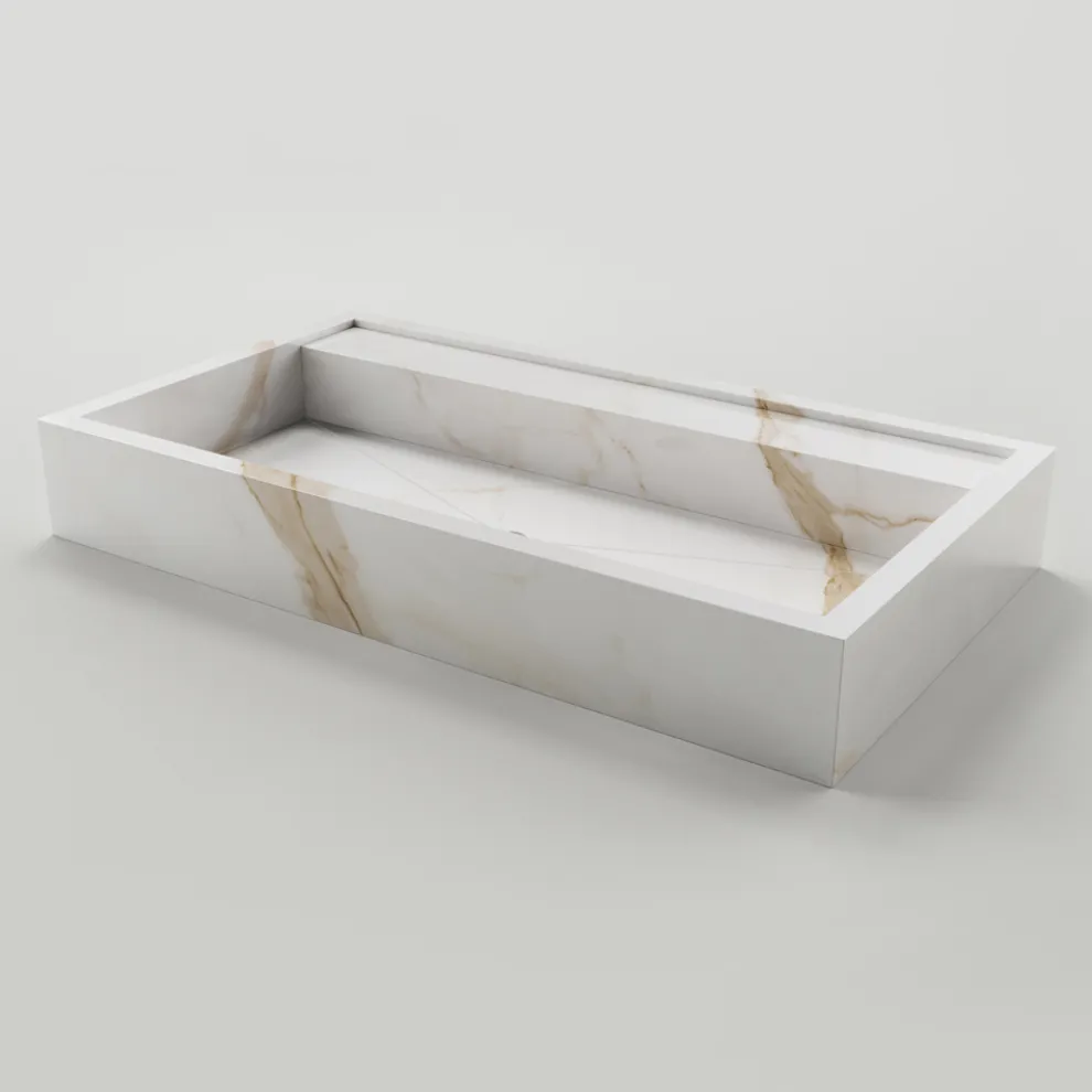 Aufsatzwaschbecken aus Feinsteinzeug mit Marmoroptik Made in Italy - Cervia