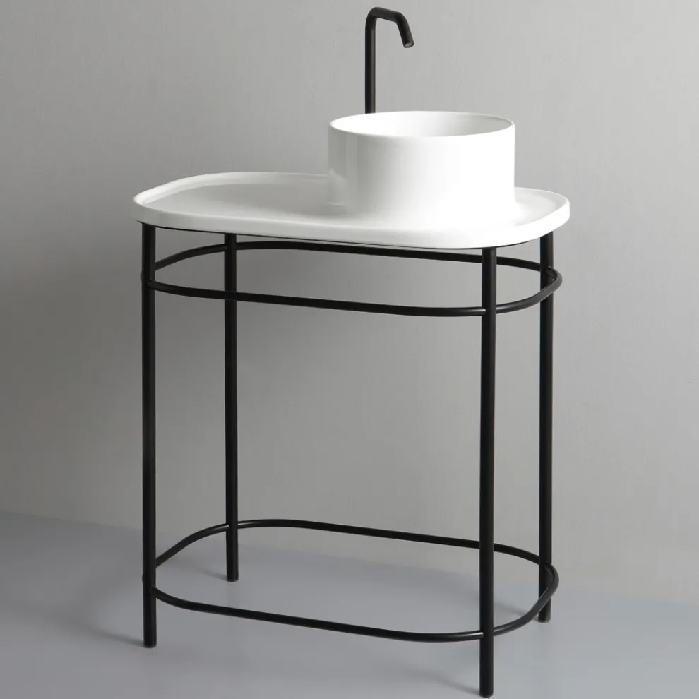 Aufsatzwaschbecken mit Regal und Metallstruktur Made in Italy - Uber