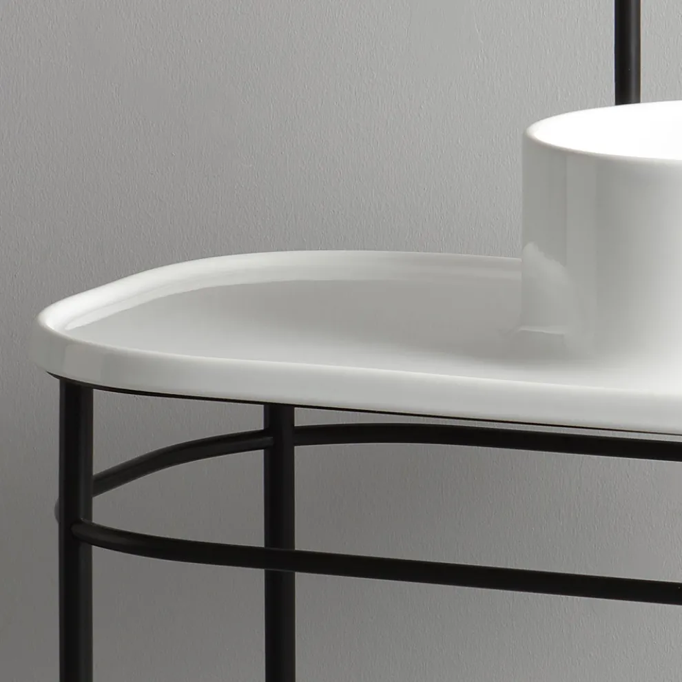 Aufsatzwaschbecken mit Regal und Metallstruktur Made in Italy - Uber