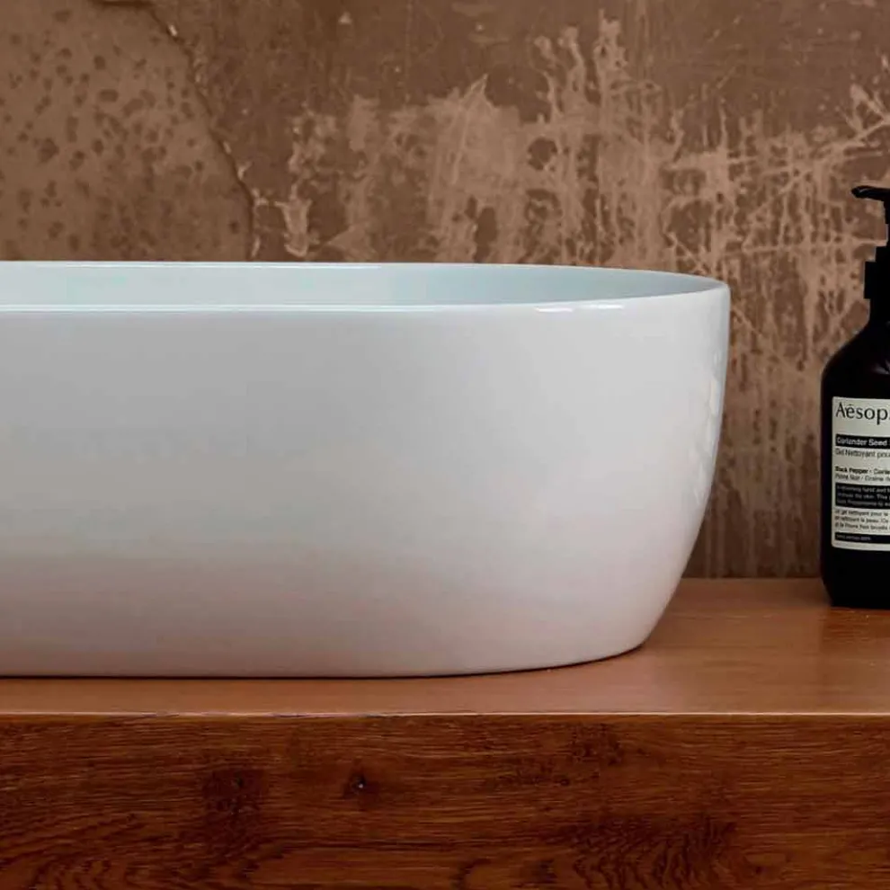 Aufsatzwaschbecken aus weißer oder farbiger Keramik Star 55x35, hergestellt in Italien