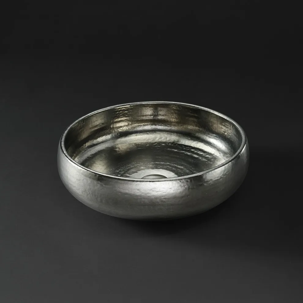 Aufsatzwaschbecken in Raku-Ton-Platin-Finish, hergestellt in Italien – Ribano