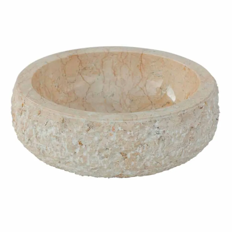 Aufsatzwaschbecken aus Naturstein weiß Lola, Einzelstück