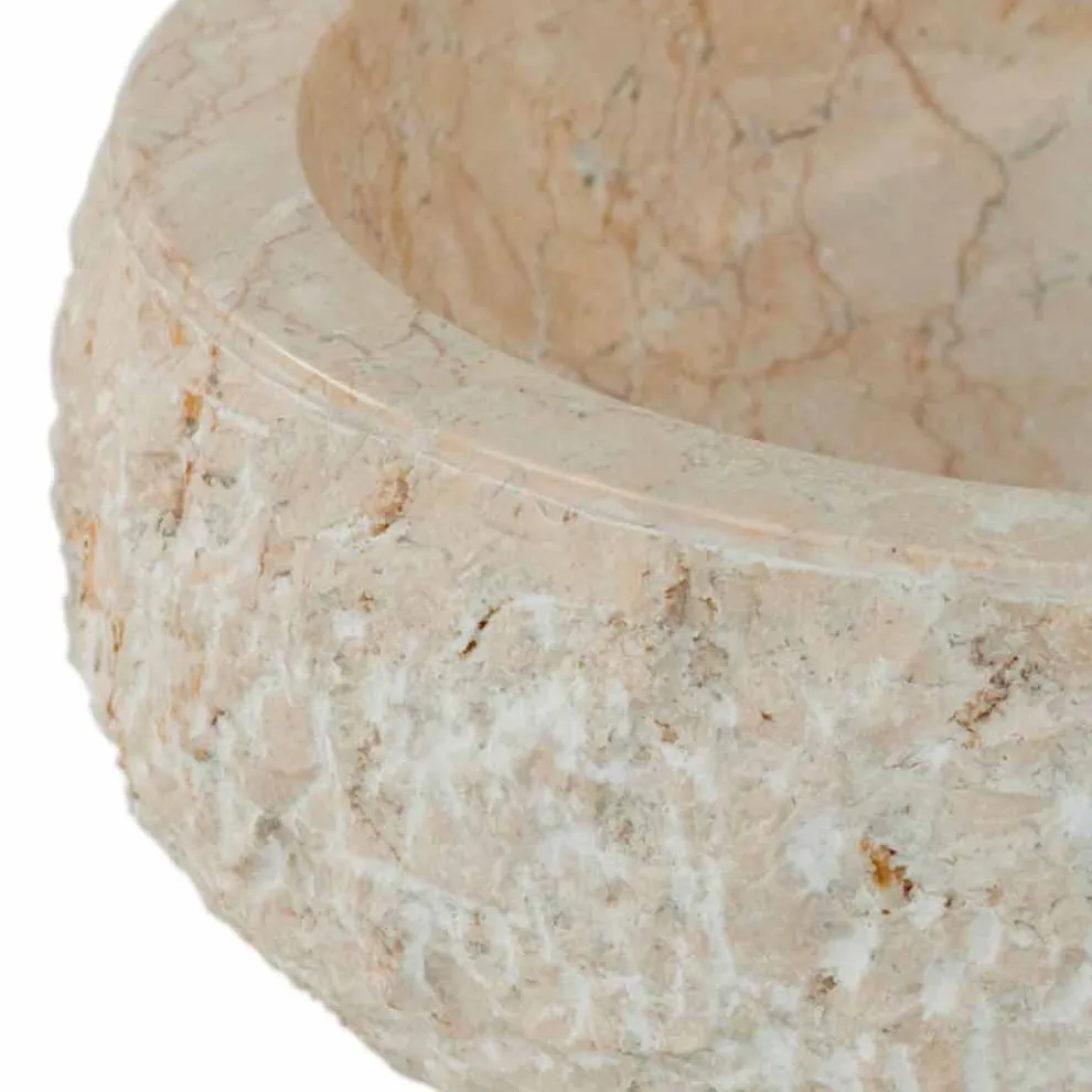 Aufsatzwaschbecken aus Naturstein weiß Lola, Einzelstück