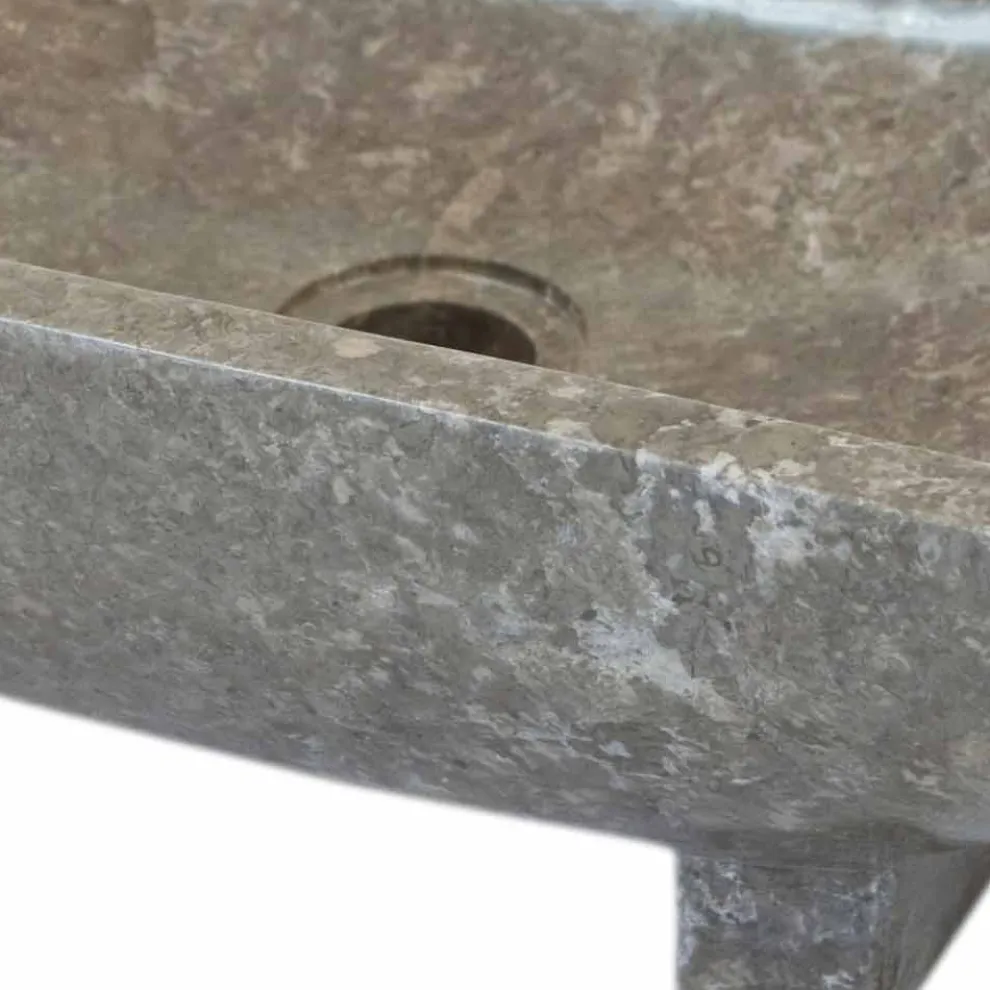 Aufsatzwaschbecken aus Naturstein grau Iria, Einzelstück