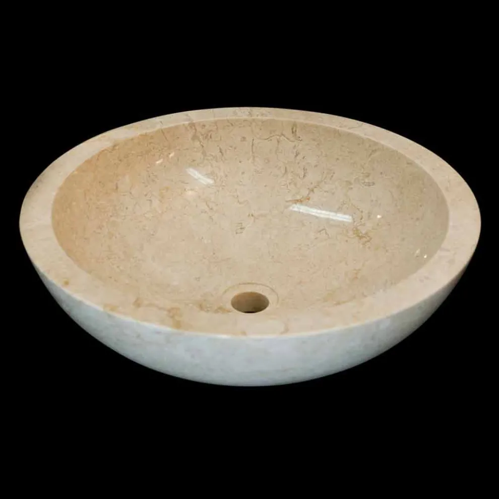 Aufsatzwaschbecken rund aus Naturstein weiß Job