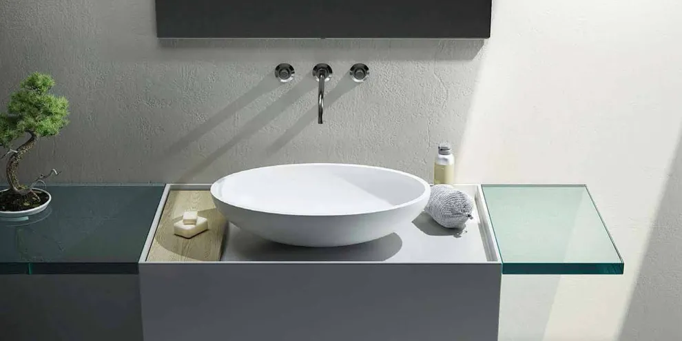 Aufsatzwaschbecken in einer Olavenform in Italien hergestellt, Frascati