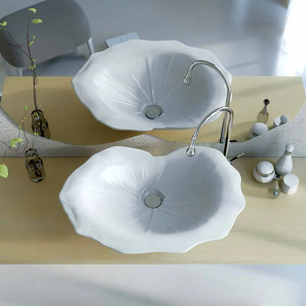 Aufsatzwaschbecken in modernem Design Farfuglium blattförmig
