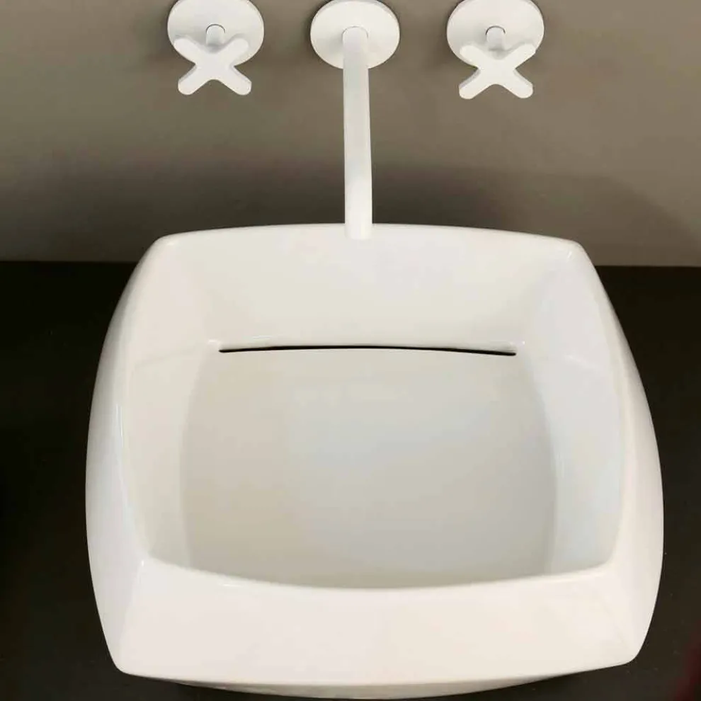 Aufsatzwaschbecken aus weißer Keramik, modernes Design Simon, Italy
