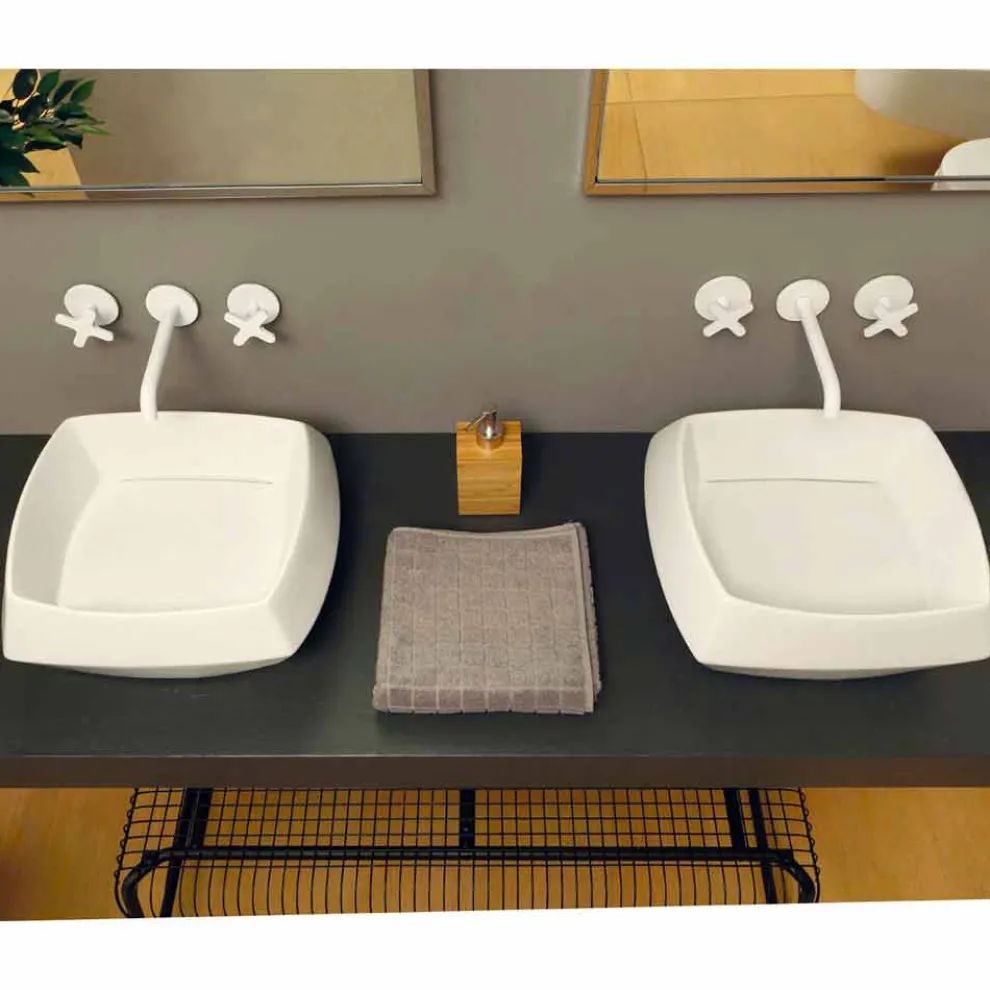 Aufsatzwaschbecken aus weißer Keramik, modernes Design Simon, Italy