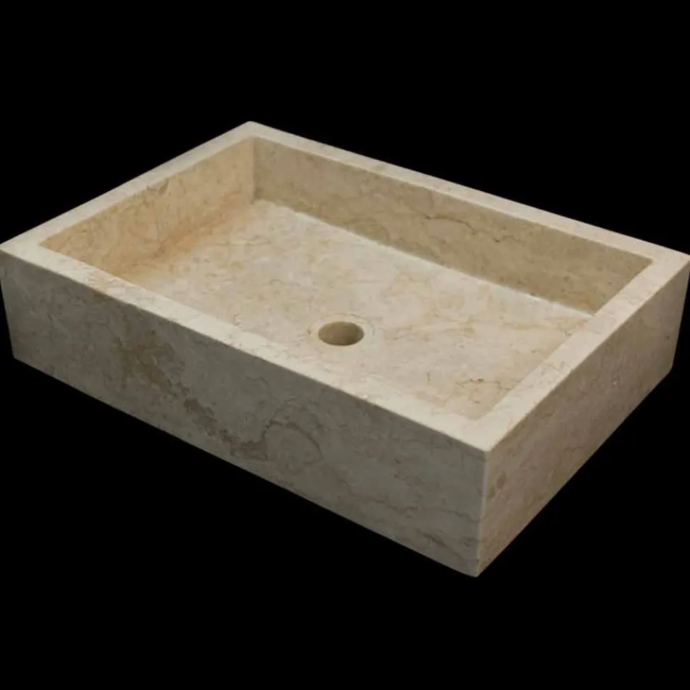 Aufsatzwaschbecken aus Naturstein weiß Jef, hangemacht
