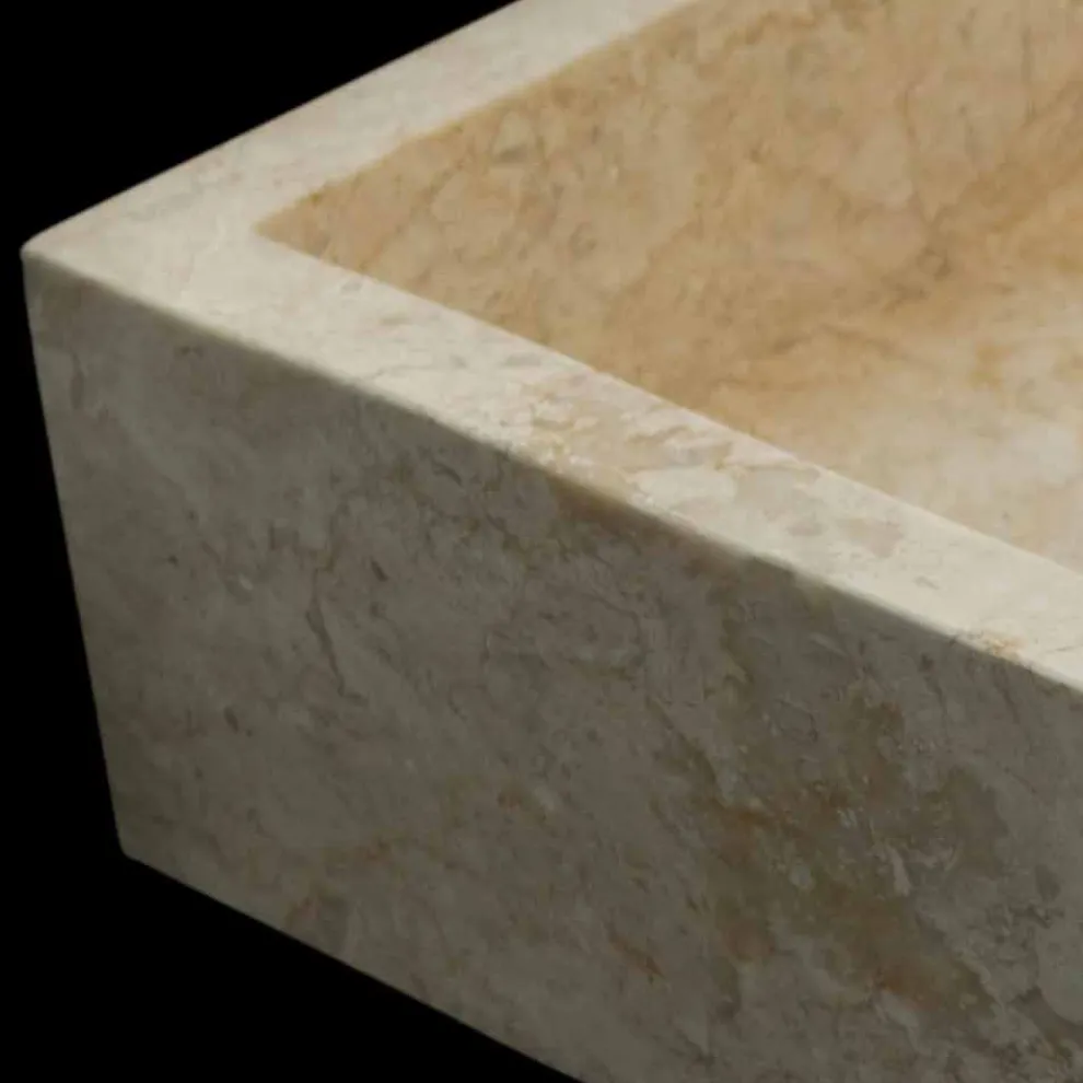 Aufsatzwaschbecken aus Naturstein weiß Jef, hangemacht