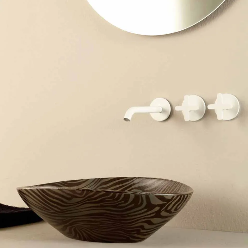 Aufsatzwaschbecken aus Keramik, gestreift made in Italy Design Animals