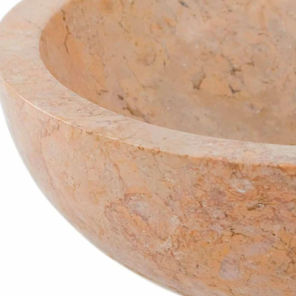 Aufsatzwaschbecken rund aus Naturstein rot Job