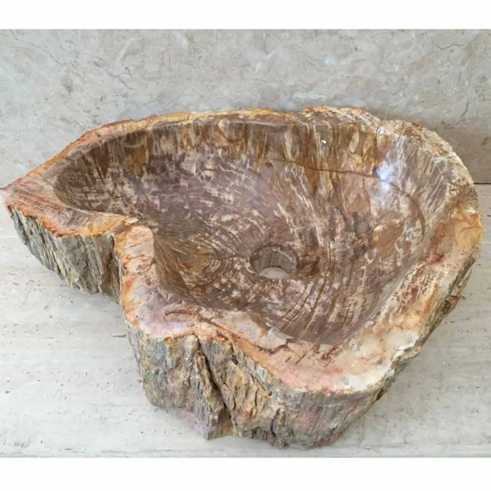 Aufsatzwaschbecken Star Mini aus fossilem Holz, handgefertigtes Einzelstück