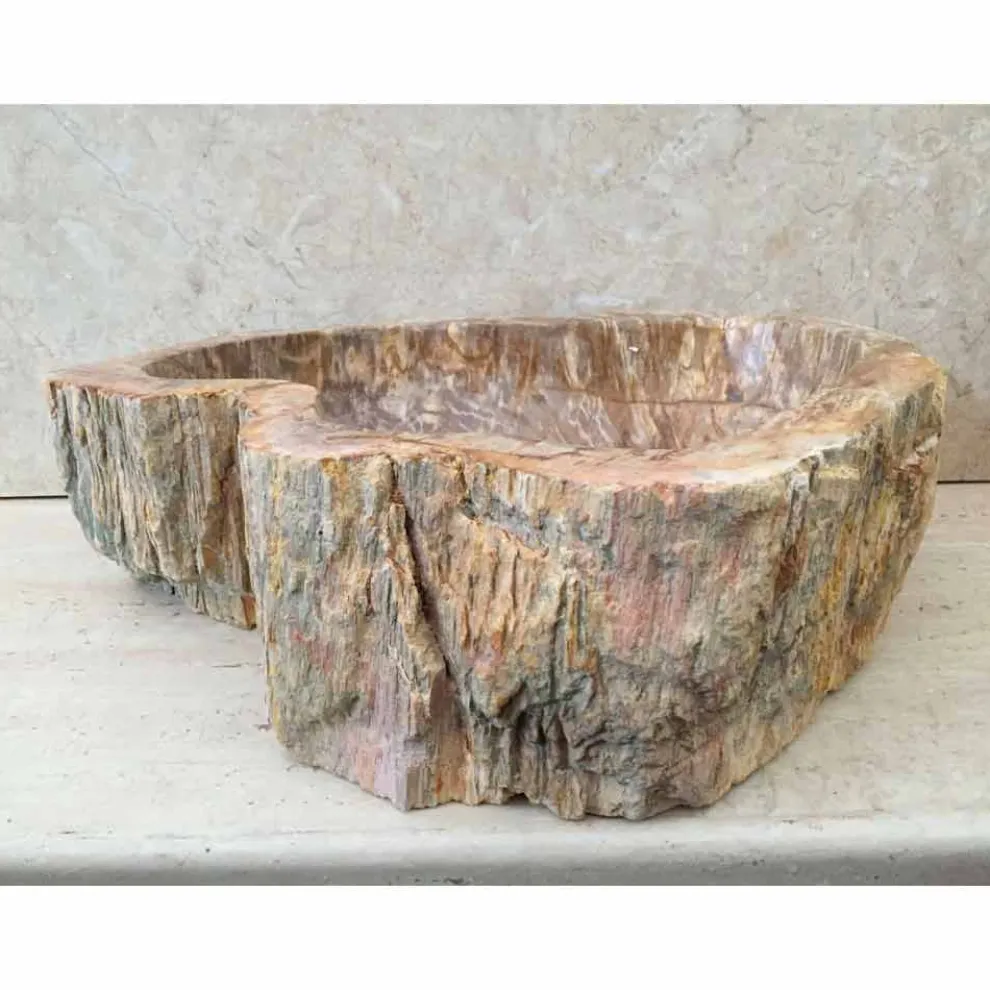 Aufsatzwaschbecken Star Mini aus fossilem Holz, handgefertigtes Einzelstück