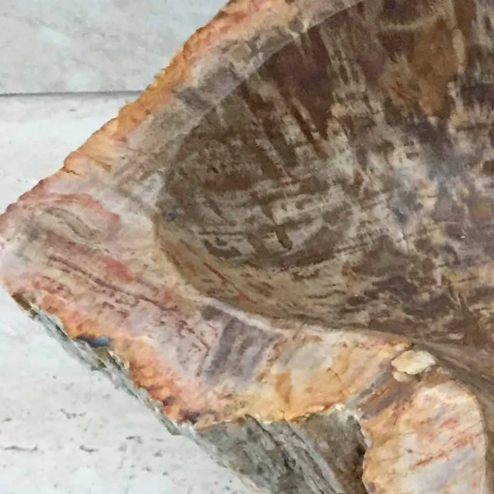 Aufsatzwaschbecken Star Mini aus fossilem Holz, handgefertigtes Einzelstück