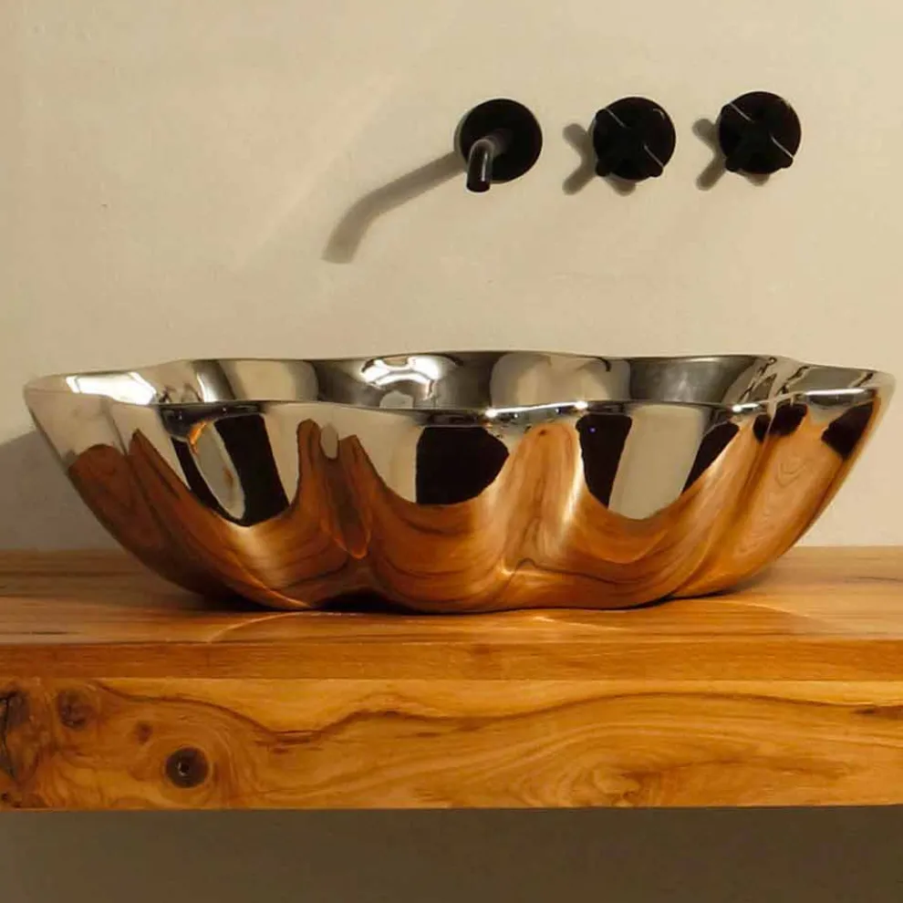 Aufsatzwaschbecken in modernem Design, aus Keramik made in Italy Cubo