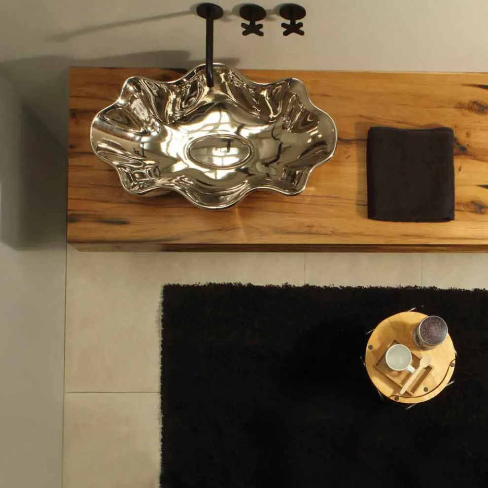 Aufsatzwaschbecken in modernem Design, aus Keramik made in Italy Cubo