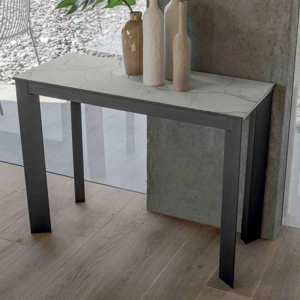 Ausziehbare Außenkonsole mit Metallsockel und HPL-Platte - Aghetto