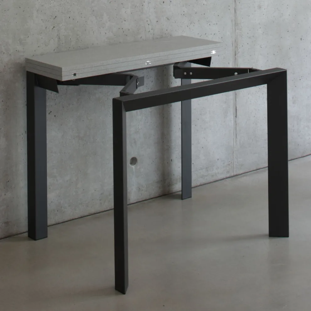 Ausziehbare Konsole bis zu 90 cm aus Melamin und Metall, hergestellt in Italien – Tasche