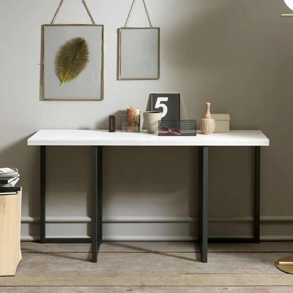 Ausziehbare Konsole 150 cm aus Metall und Melamin Made in Italy - Bird