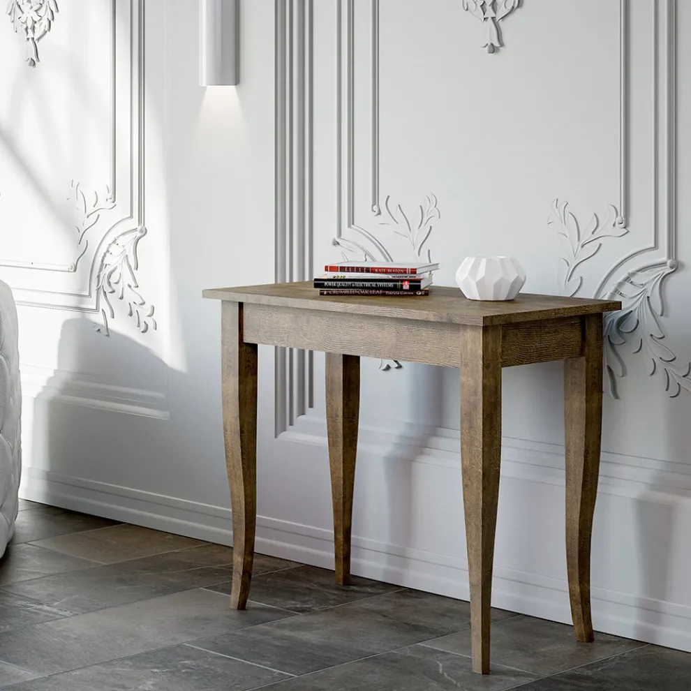 Ausziehbare Konsole mit Nussbaum- oder Weißasche-Finish, hergestellt in Italien – Folletto