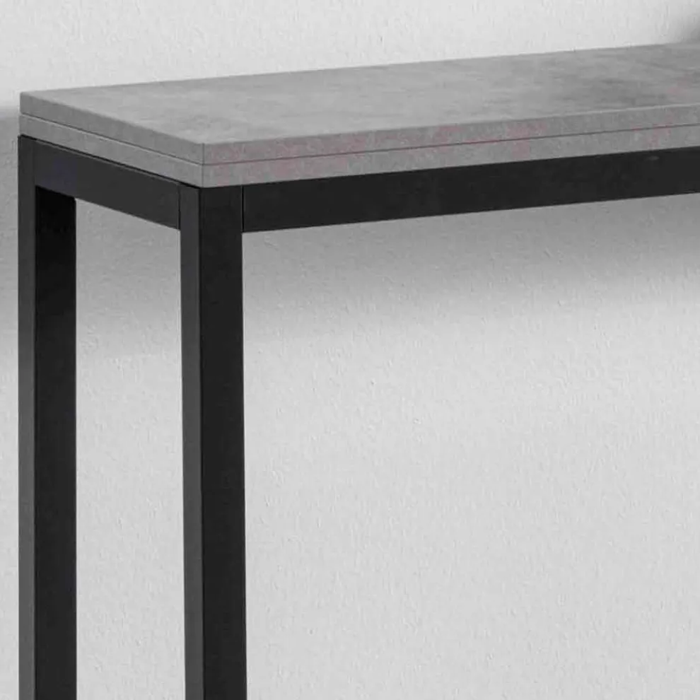 Ausziehbare Konsole mit Melaminplatte und Gestell aus lackiertem Metall - Adino