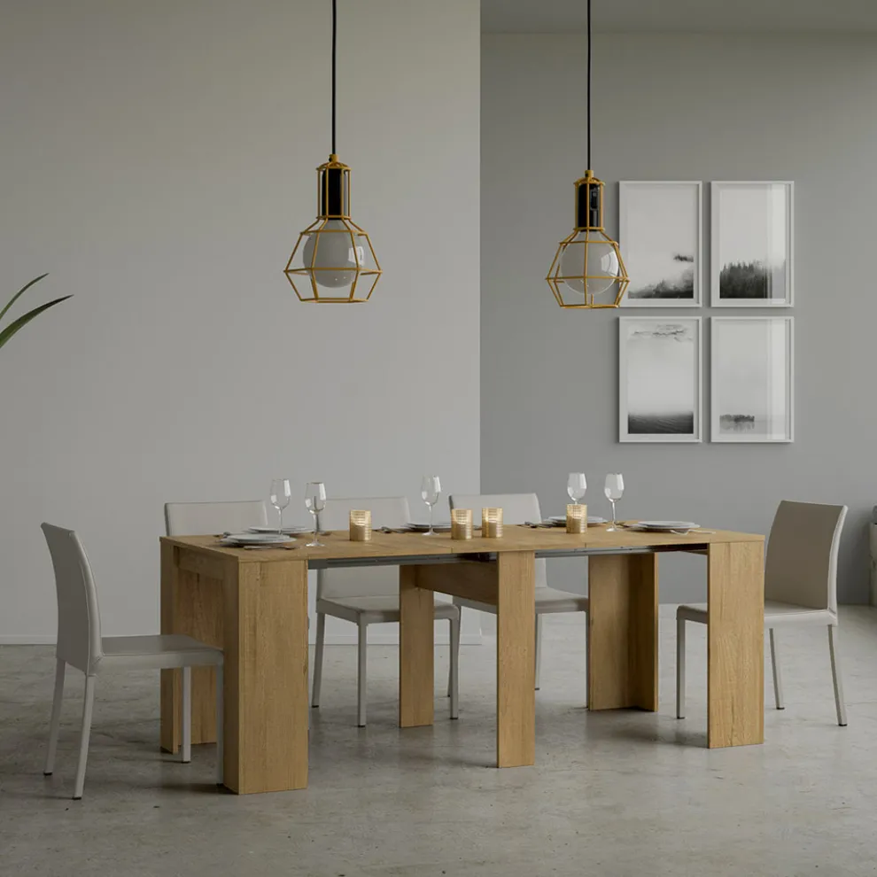 Ausziehbare Konsole auf 308 cm mit zentraler Unterstützung, hergestellt in Italien – Oracle