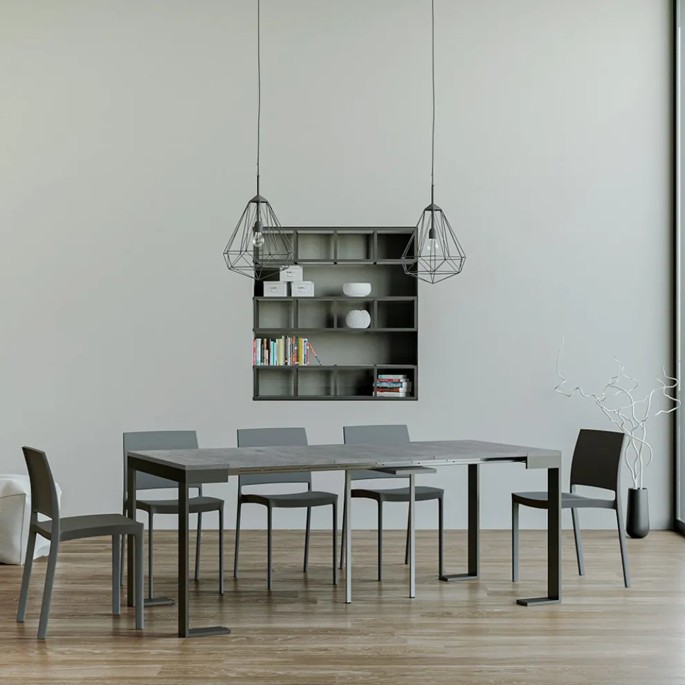 Ausziehbare Konsole auf 300 cm mit Anthrazit- und Holzrahmen, hergestellt in Italien – Fata